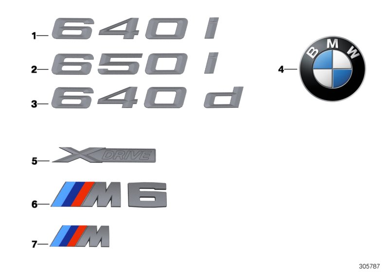 Diagram Emblems / letterings for your 2016 BMW 640iX Convertible  