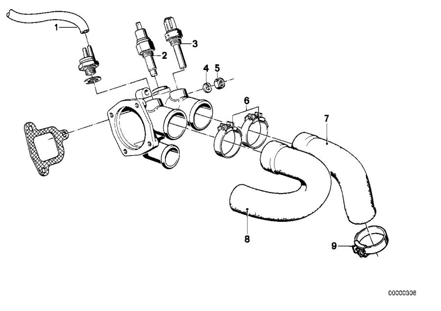 Diagram Cooling SYSTEM-THERMOSTAT/WATER hoses for your BMW