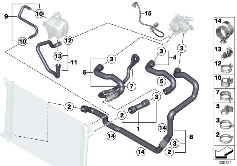 Diagram Cooling System Water Hoses for your MINI