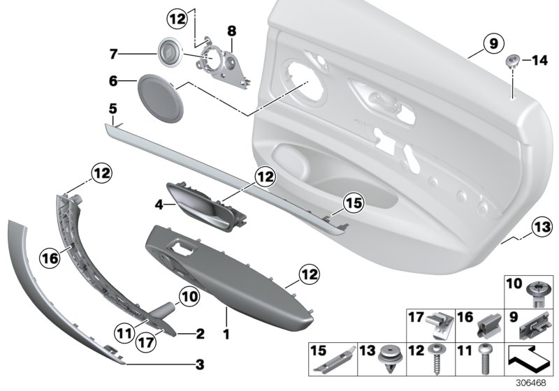 Diagram Mounting parts, door trim, rear for your 1982 BMW 320i   
