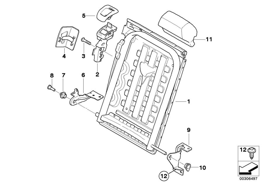 Diagram Seat, rear, seat frame, right for your 2006 BMW M6   