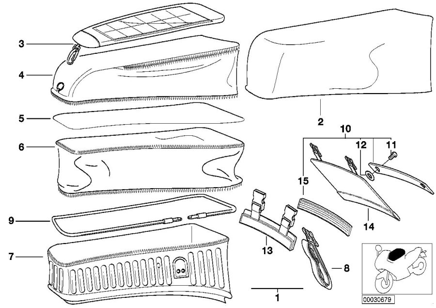 Diagram tank-top bag for your 2004 BMW K1200GT   