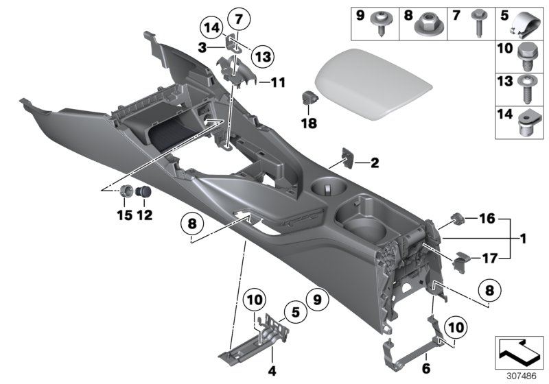 Diagram Center console for your 2005 BMW M3   