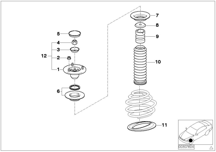 Diagram Guide SUPPORT/SPRING PAD/ATTACHING parts for your BMW 750Li  