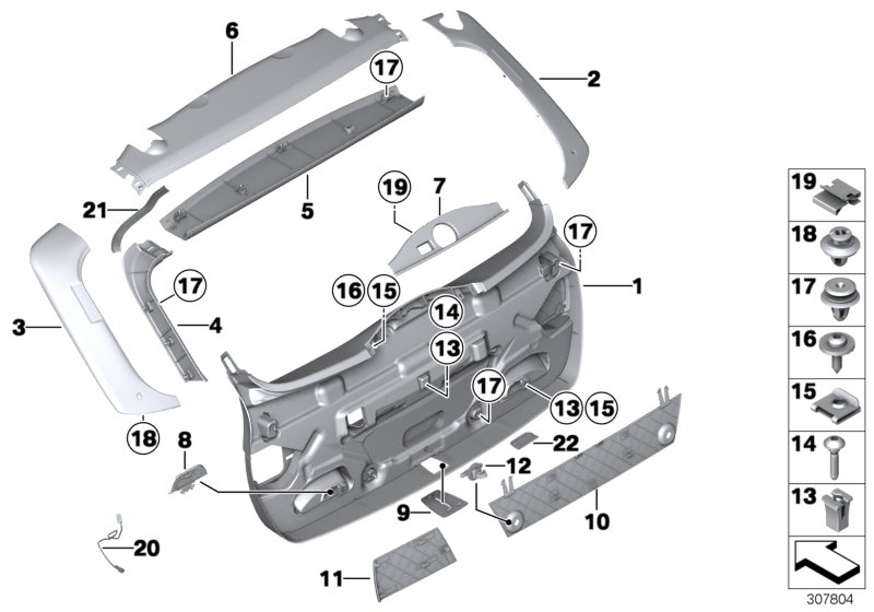 Diagram TRUNK LID TRIM PANEL for your BMW M6  