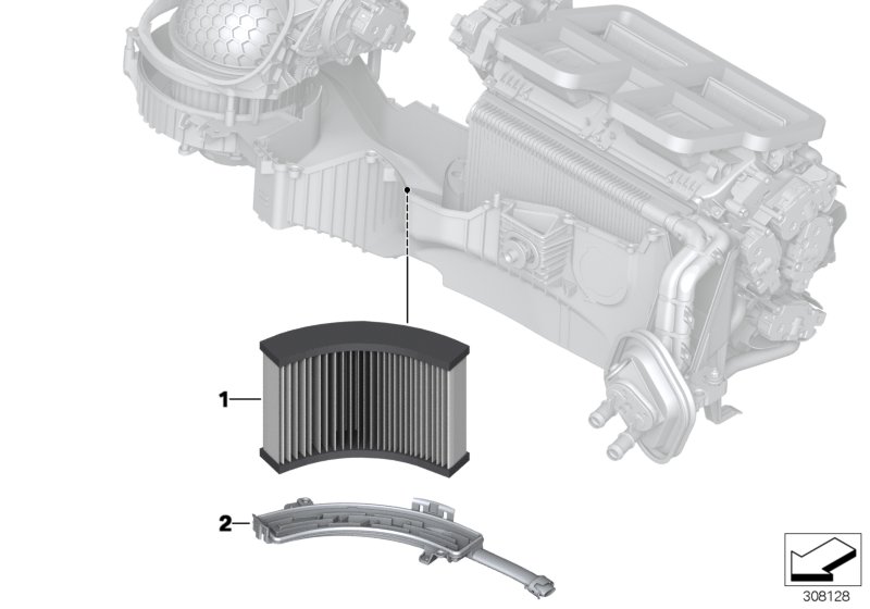 Diagram MICROFILTER/ACTIVATED CARBON CONTAINER for your 2015 BMW 328i   