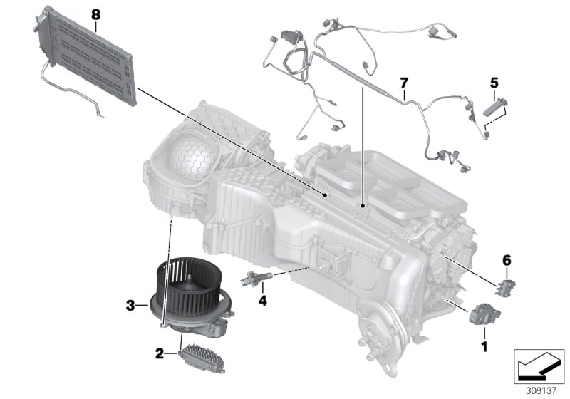 Diagram ELECTRIC PARTS FOR AC UNIT for your BMW