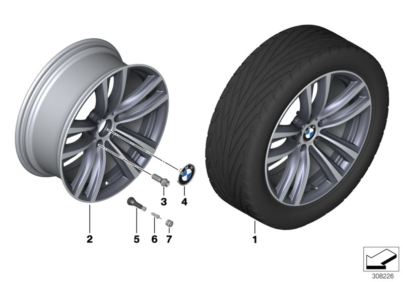 Diagram BMW LA wheel Double Spoke 466 - 19"" for your BMW 328i  