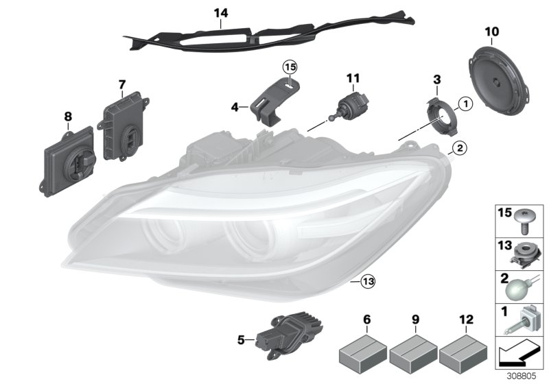 Diagram Single components for headlight for your 2016 BMW 650iX   