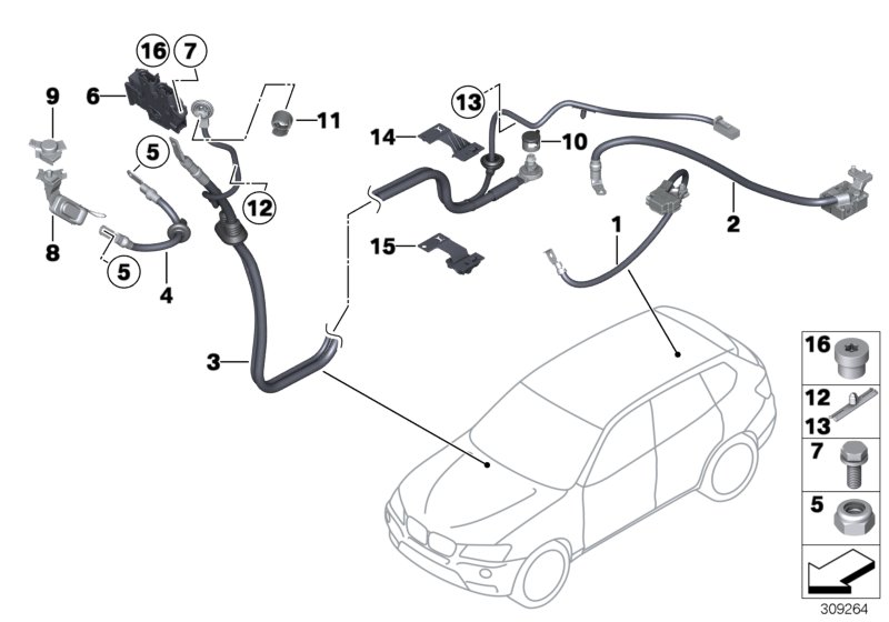 Diagram BATTERY CABLE/EARTH CABLE for your BMW