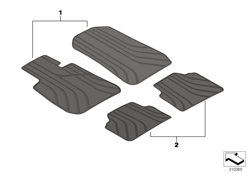 Diagram Floor mat, Allweather for your BMW 330iX  