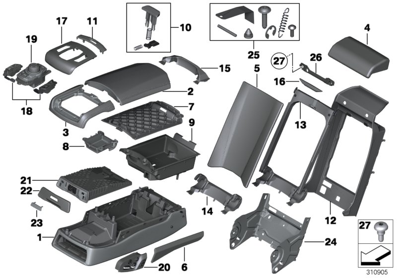 Diagram Seat rear, center armrest, multifunction for your BMW 750LiX  