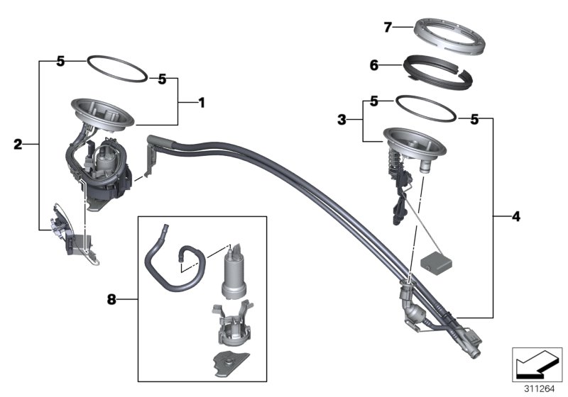Diagram Fuel pump and fuel level sensor for your 2010 BMW 750LiX   