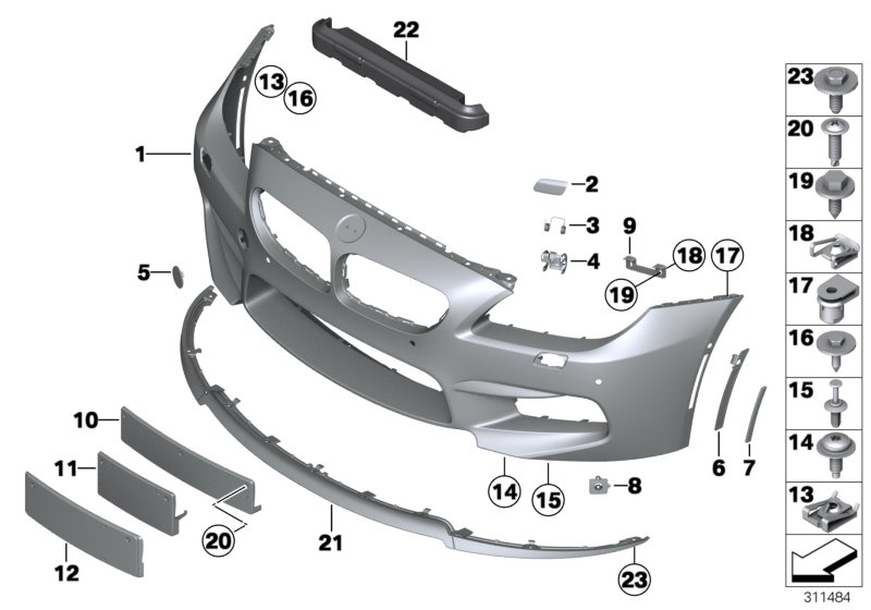 Diagram M Trim, front for your 2016 BMW M6 Coupe  