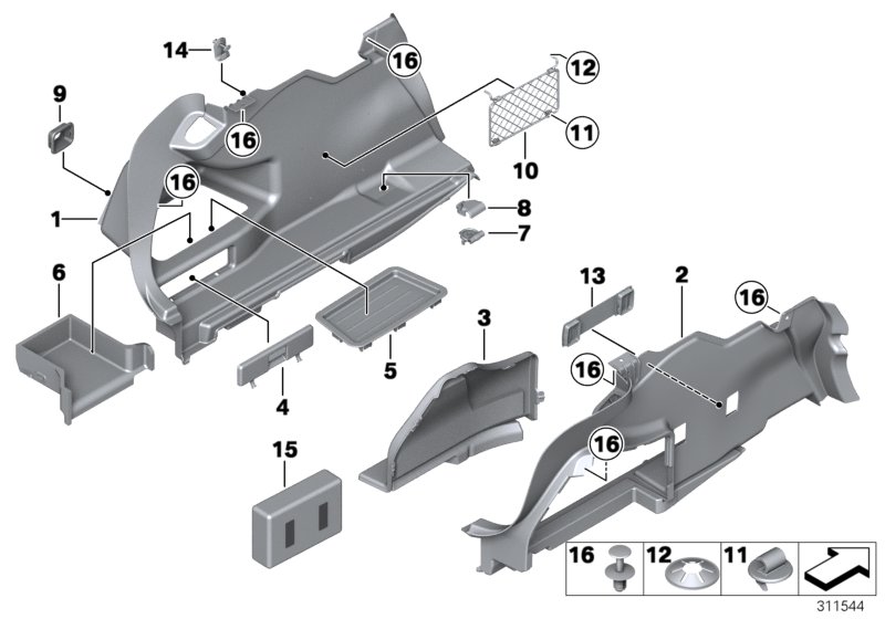 Diagram LATERAL TRUNK FLOOR TRIM PANEL for your BMW