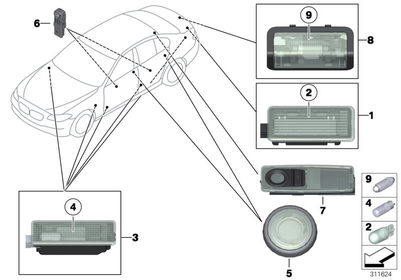 Diagram Various lamps for your 1977 BMW 320i   