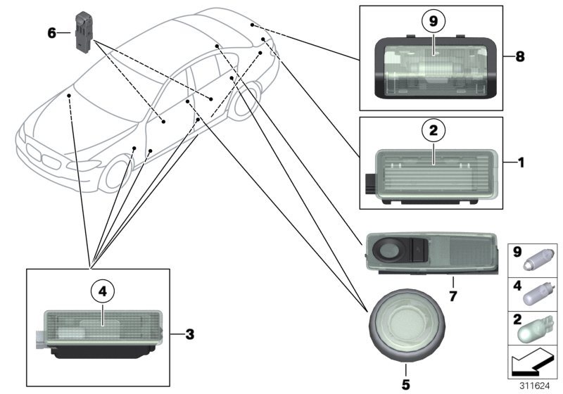 Diagram Various lamps for your 2004 BMW Z4   