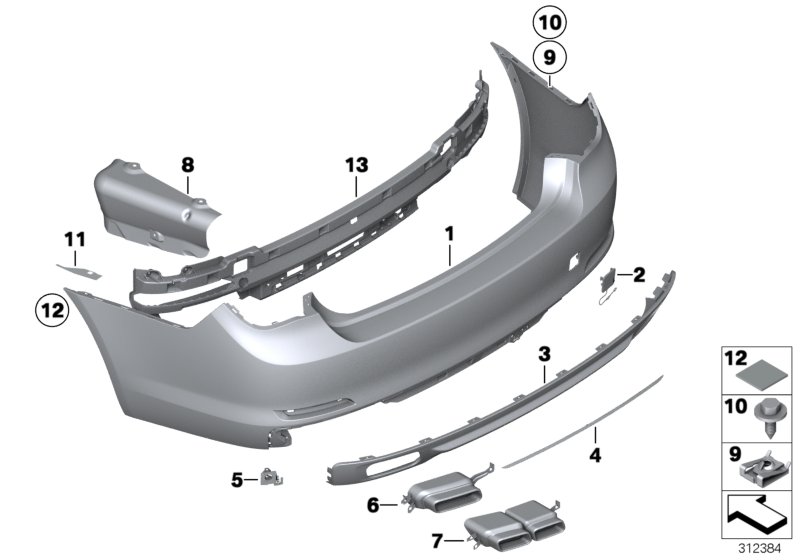 Diagram Trim cover, rear for your BMW