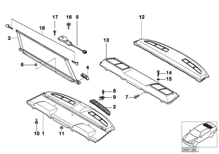 Diagram Sun blind, rear window shelf for your 2018 BMW M6   