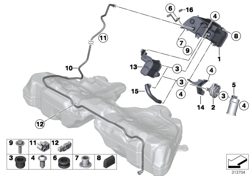 Diagram Activated Charcoal Filter/FUEL VENTILAT for your 2020 BMW Z4 Convertible 30i 