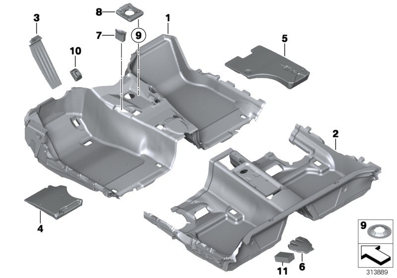 Diagram FLOOR COVERING for your 2019 BMW 330e   