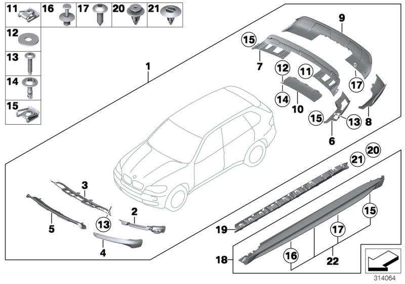 Diagram Aerodynamics package for your 2004 BMW X5   