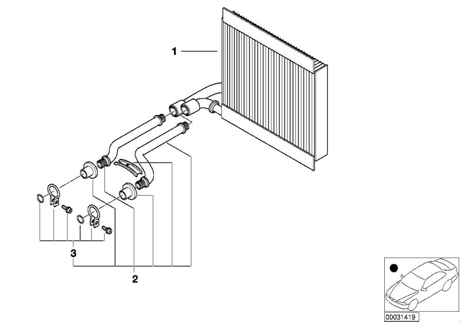 Diagram Heater radiator air conditioning for your BMW