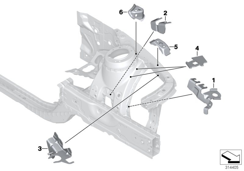 Diagram FRONT BODY BRACKET LEFT for your BMW M6  