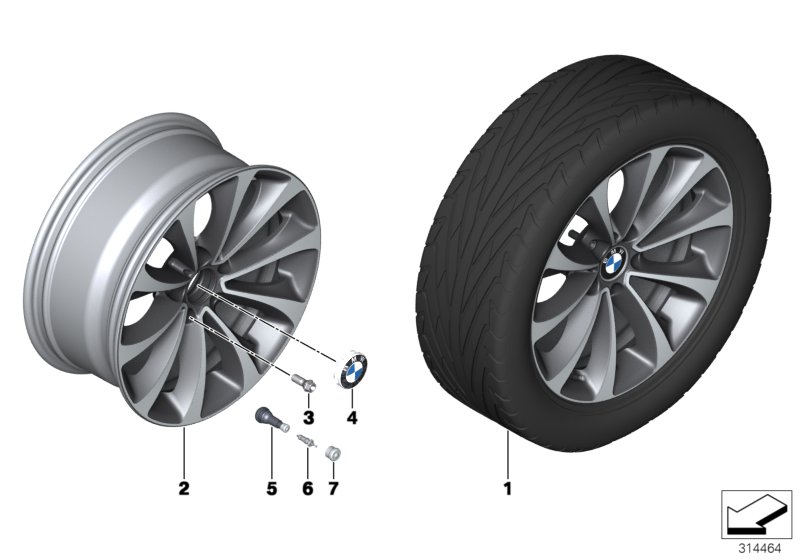 Le diagramme Roue all. BMW style turbine 452 - 18"" pour votre BMW