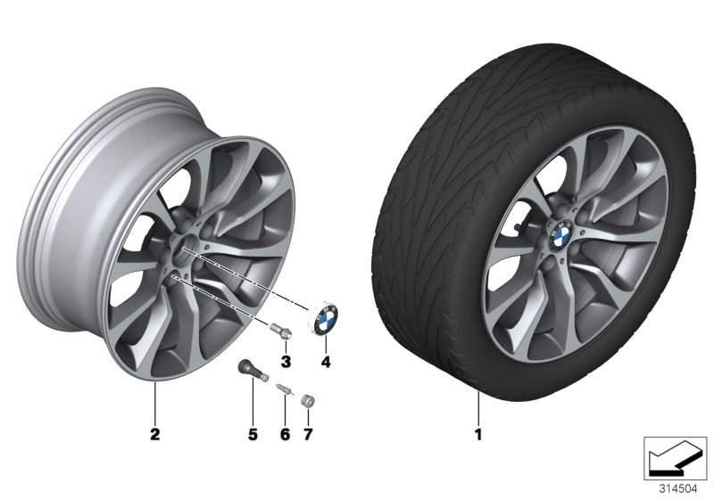 Le diagramme Roue all. BMW style turbine 453 - 19"" pour votre BMW 640iX  