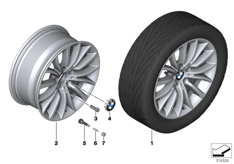 Le diagramme Roue all. BMW rayons multiples 454-18"" pour votre BMW 640iX  