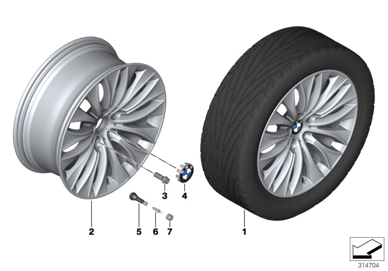 Full size assembly image of BMW LA wheel Multi-Spoke 459 - 20"" (1/1)