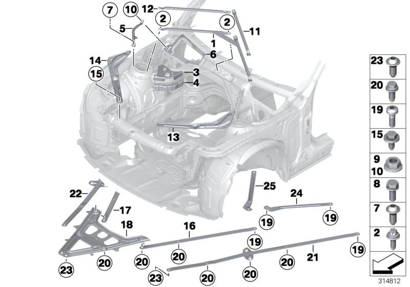 Diagram Reinforcement for body, front for your 2019 BMW 330iX   