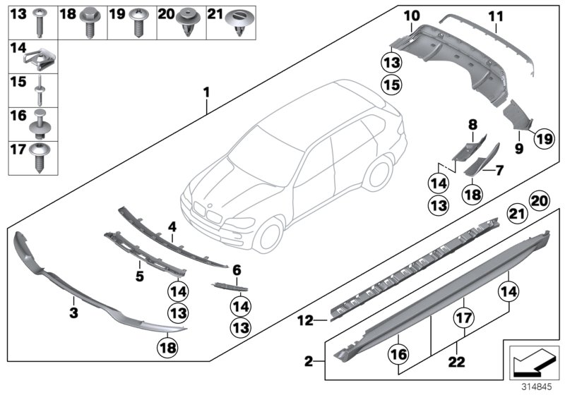 Le diagramme Pack aérodynamique Performance pour votre BMW