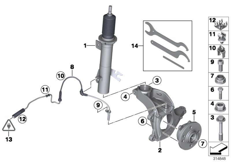 Diagram Front Spring strut/Carrier/Wheel bearing for your MINI