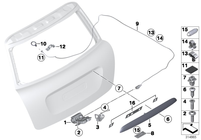 Diagram TRUNK LID/CLOSING SYSTEM for your MINI