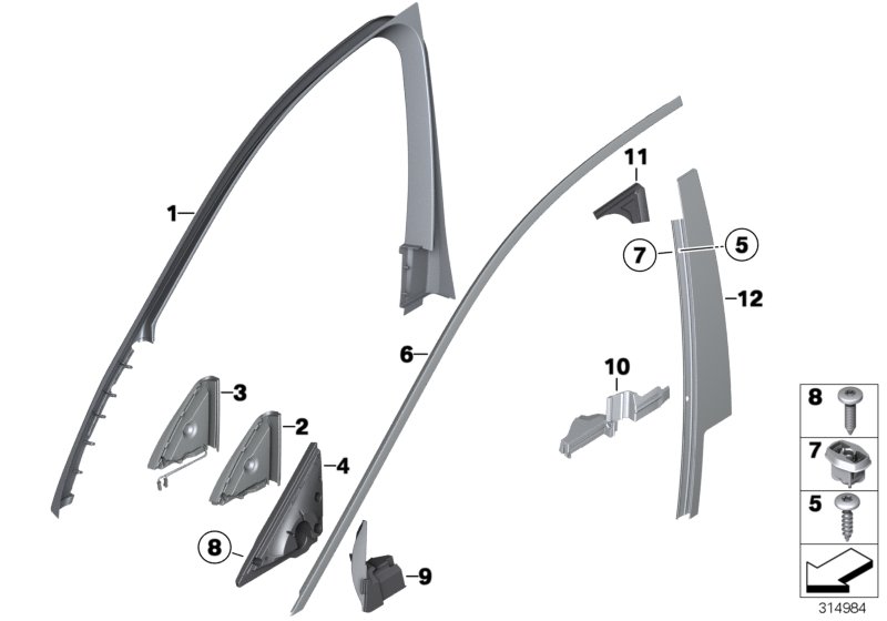 Diagram Trim and seals for door, front for your 2014 BMW M6   