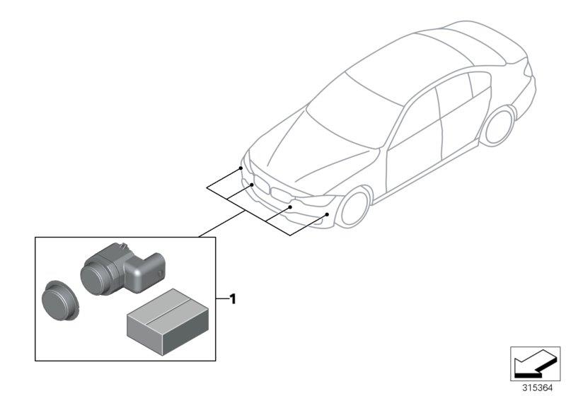 Diagram Install.kit, Park Distance Control,front for your 2018 BMW M6   