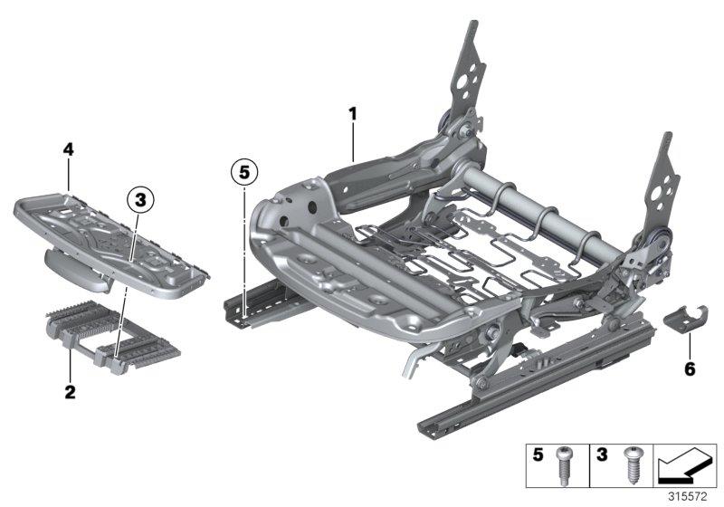 Diagram Seat, front, seat frame for your 2021 BMW 230iX   
