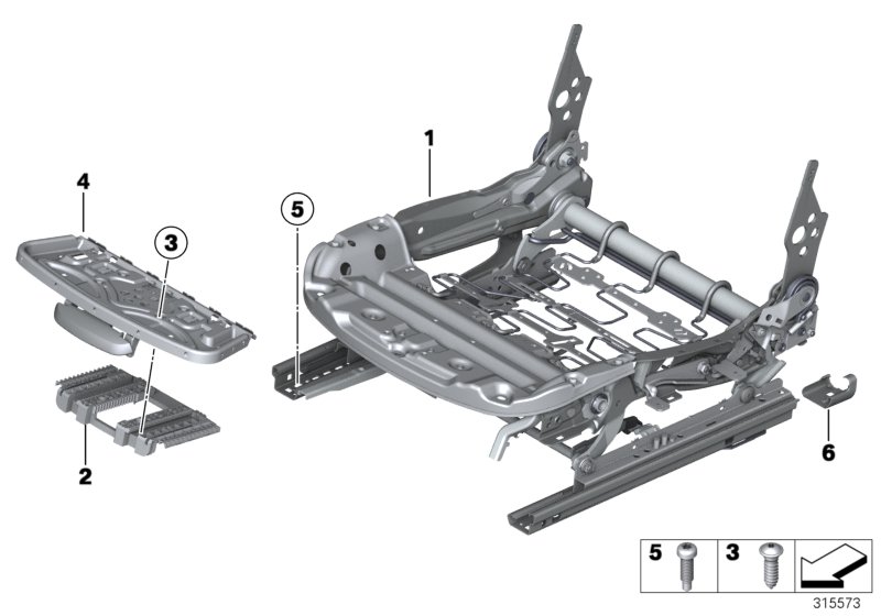 Diagram Seat, front, seat frame for your BMW 328d  