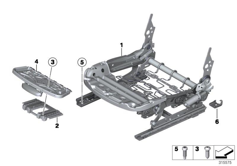 Diagram Seat, front, seat frame for your 2000 BMW 330i   