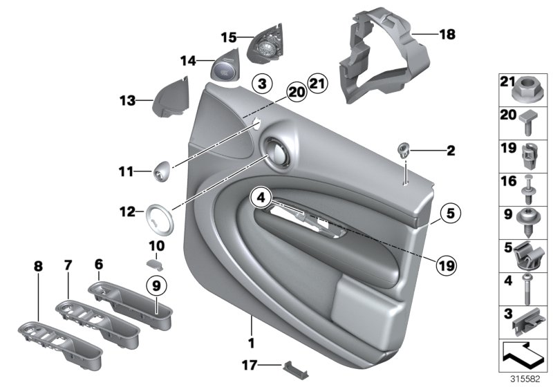 Diagram Door trim panel, front for your MINI