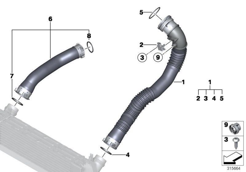 Diagram Charge air induction tract for your BMW