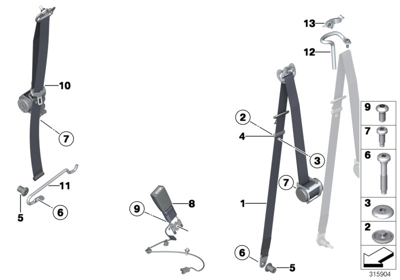 Diagram SAFETY BELT FRONT for your MINI