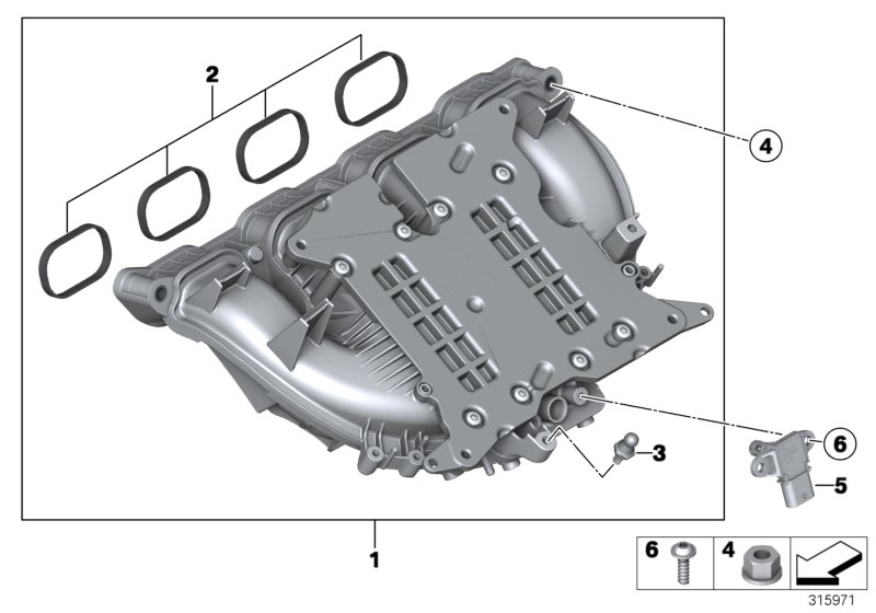 Diagram Intake manifold system for your 2016 BMW 528iX   