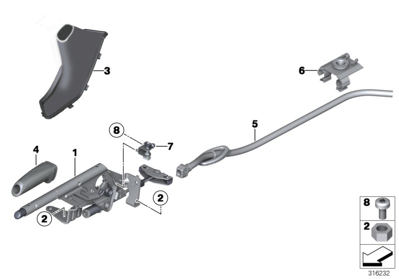 Le diagramme Levier de frein à main pour votre BMW