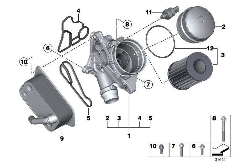 Diagram Lubricat.syst.-oil filter,heat exchanger for your 2014 BMW X3   