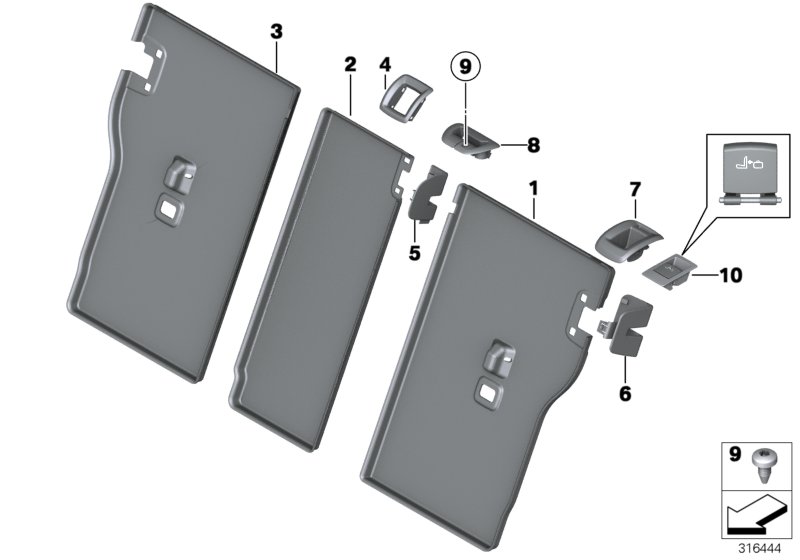 Diagram Seat, rear, seat trim covers for your 2012 BMW M6   