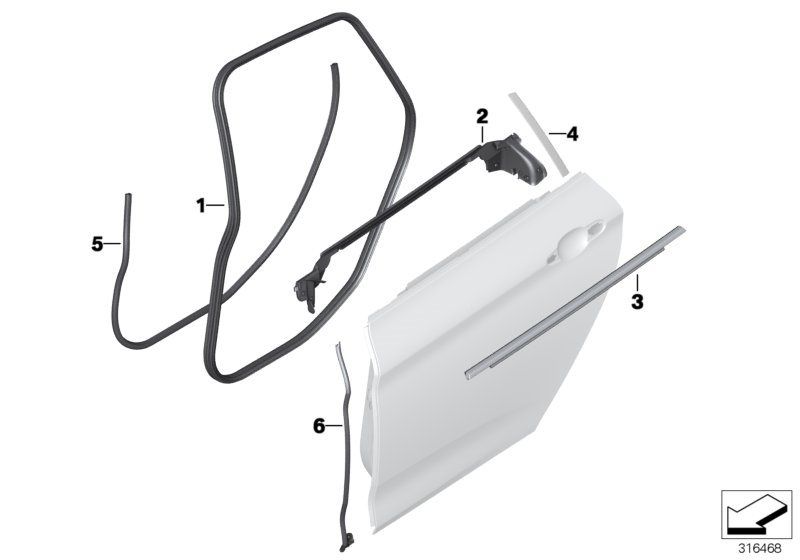 Diagram Trim and seals for door, rear for your 1988 BMW M6   