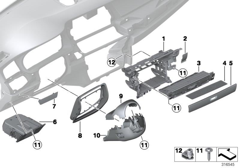 Diagram Mounting parts, I-panel, bottom for your 2007 BMW M6   